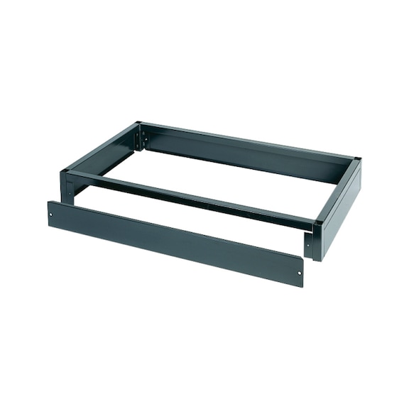 Fork lift-compatible base for drawer cabinet system 550 B
