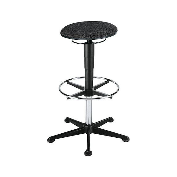 Swivel stool with foot rest ring and glide runners