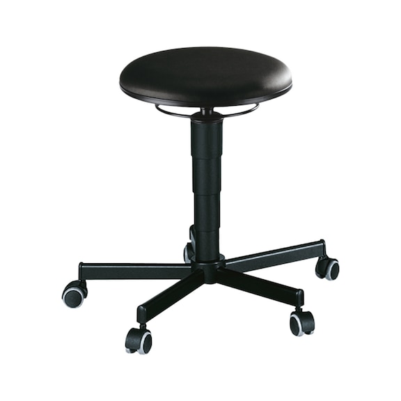 BIMOS stool with wheels and faux leather cushion, seat height 460-630 mm - Swivel stool
