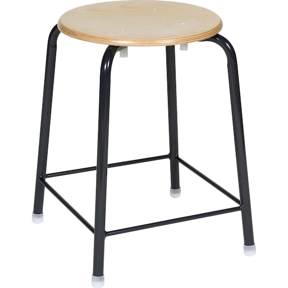 带杠重叠凳，450 mm，榉木圆形座椅，直径 350 mm，RAL 7035 浅灰色 - 工作凳，带凳腿撑条