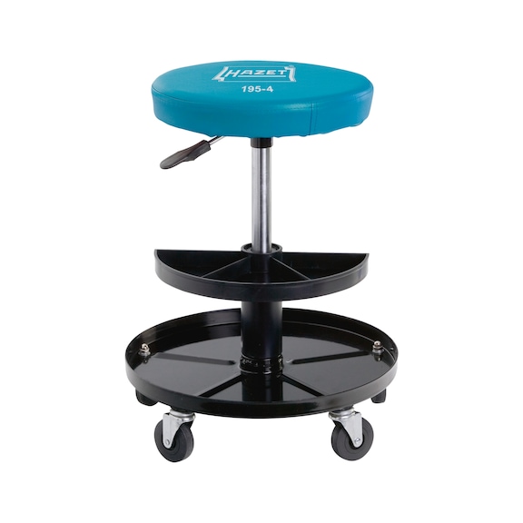 Rolling stool, load cap. 150 kg, seat height-adj. 380-510 mm, seat dia. 320 mm - Rolling stool