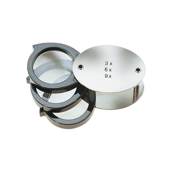 ATORN Einschlaglupe 3-6-9-fache Vergrößerung 3 Bikonvexlinsen Durchmesser 30 mm - Einschlaglupe