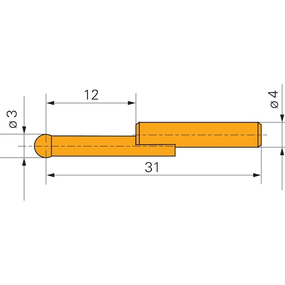 TESA gauge slide with carbide ball 3&nbsp;mm - Gauge slide with carbide ball 3&nbsp;mm