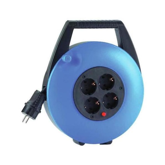 Dérouleur de câble bleu HEDI avec câble PVC noir de 10 m - Dérouleur de câble