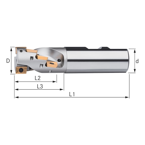 ATORN 立铣刀，90 度，带内部冷却功能，40.0 mm，T= 3，刀柄 DIN 1835B - 长刃铣刀 90°，带侧固柄
