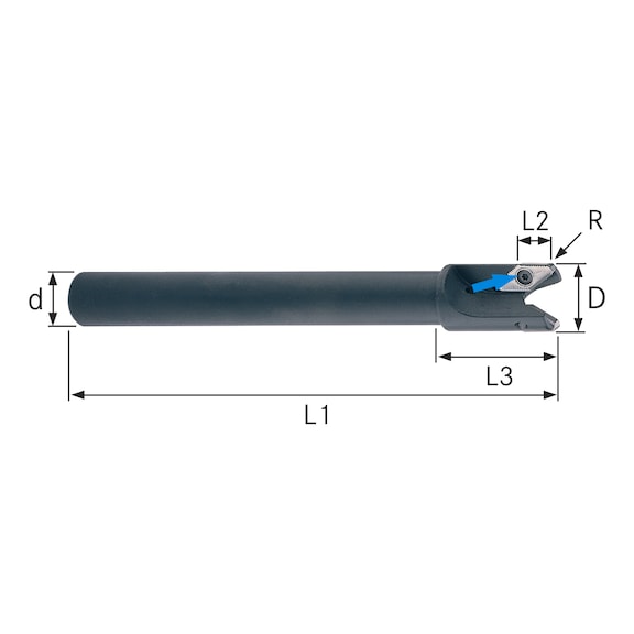 ATORN 立铣刀，用于 VPGT160412，25.0 毫米，刀柄直径 = 20.0 毫米，T=2 - 带直刀柄的插铣铣刀，用于有色金属和塑料