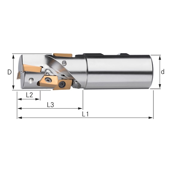 ATORN 立铣刀，90°，带内部冷却功能，32.0 毫米，T=2，刀柄直径 32 毫米，DIN1835B - 长刃铣刀 90°，带侧固柄