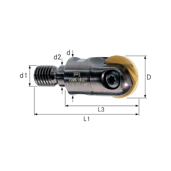 KIENINGER 旋入式沉孔铣刀 GWR-THR 12.0 x 47.5 毫米，M8 轴 - 带螺纹的模具铣刀