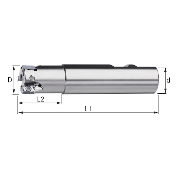 90° angular milling cutter with weld-on shank