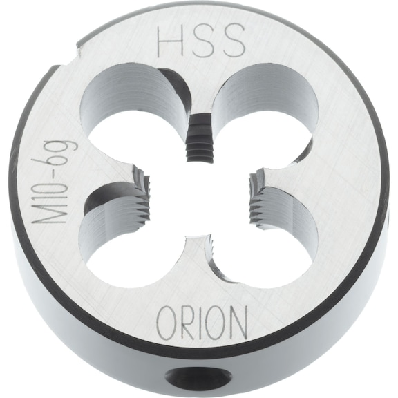 ORION závitové očko HSS M18 2,5 mm 45 mm 6g 22568 - Závitová čelist, HSS M pravá, předdrážkovaná a&nbsp;zkosení závitu 1,75