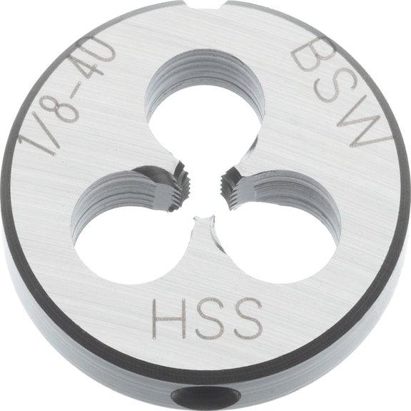 Filière ATORN HSS EN 22568 BSW 1/2 po. vitesse 12 diamètre extérieur 38 mm - Filière, HSS BSW droit, entrée d'angle hélicoïdal et à filets 1,75