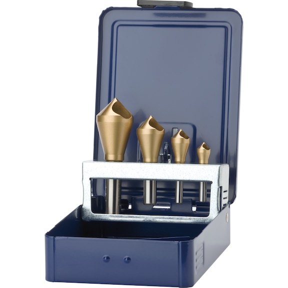 ATORN countersink set, 90°, HSSE-TiN, T=1, 2.0-20.0 mm - Conical countersink set, 90°, HSSE-TiN, single flute cutter