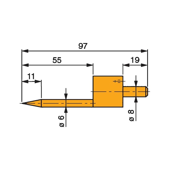 TESA Messeinsatz Stahl gehärtet 0,5-5,5 mm mit kegelförmiger Messfläche - Messtaster in Kegelform