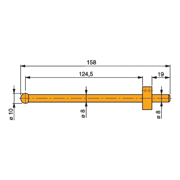 TESA meetinzetstuk met hardmetalen kogel, 10&nbsp;mm diameter, lang - Bolvormige meetsonde, extra lang