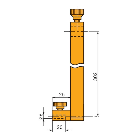 Porte-embout de mesure TESA pour l'extension du domaine d'application, L=302 mm - Porte-embout de mesure