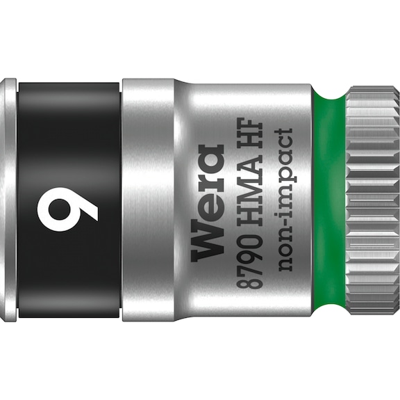 Inserto para llave de vaso WERA 9 mm, accionamiento 1/4", HF - Llave de vaso Zyklop HS con función de soporte