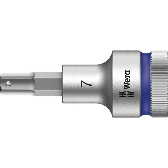 Insertos de destornillador WERA 7 mm con cuadradillo de 1/2" HF - Punta de atornillar Zyklop HF con función de soporte
