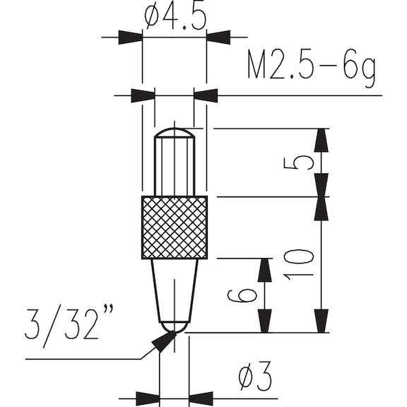 滑尺类型 21 球形，适用于深度测量仪 - 滑尺 M2.5