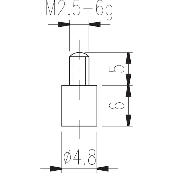 Mastar sürgü tipi 10 düz, çapı; 4,8&nbsp;mm - Mastar sürgüleri M2.5