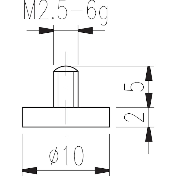 Inserto de medición tipo 11 plano, diámetro 10&nbsp;mm - Insertos de medición M2,5