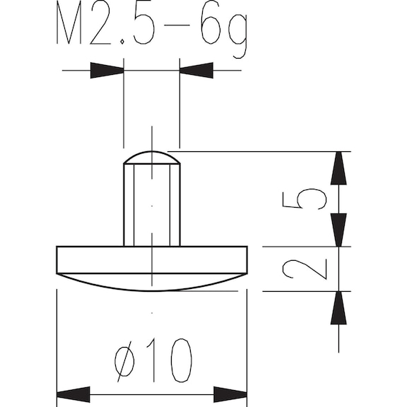 Messeinsatz Typ 12 gewölbt, Durchmesser 10 mm - Messeinsätze M2,5