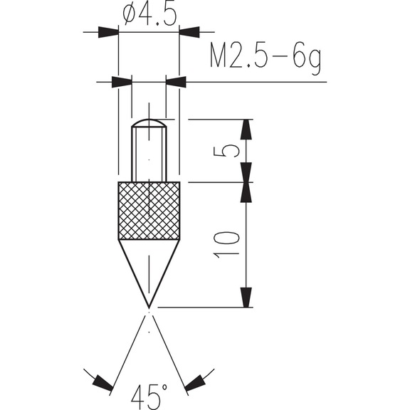 Meetinzetstuk type 13 spits, 45 graden - Meetinzetstukken M2,5