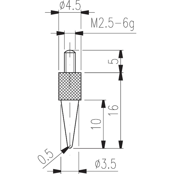 Element interschimbabil de măsură tip 15 conic, R 0,5 - Elemente interschimbabile de măsură M2,5