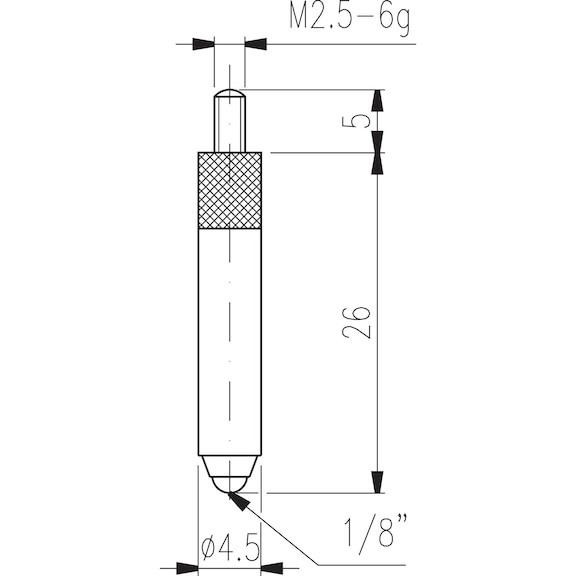 Element interschimbabil de măsură tip 17 atașament măsurare cu bile L = 26&nbsp;mm - Elemente interschimbabile de măsură M2,5