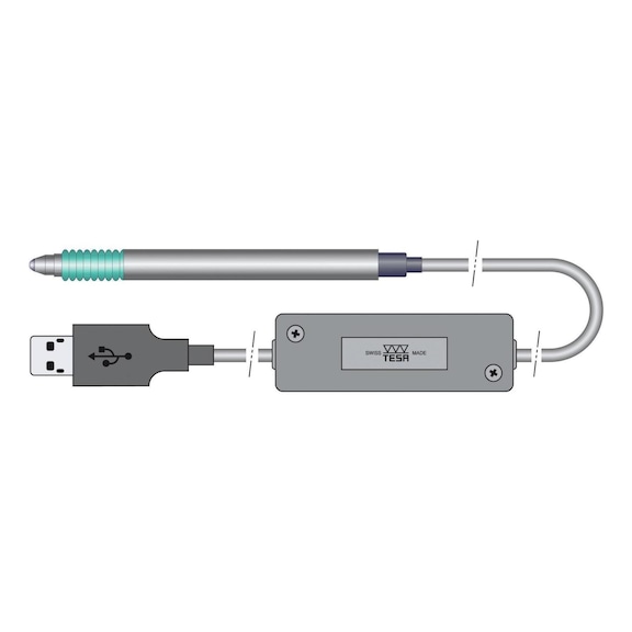 Sonda de medición de longitud electr. TESA GTL21, USB, rango de medición ±2 mm - Sondas de medición de longitud electrónicas