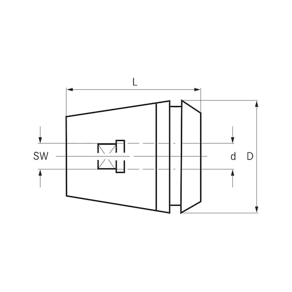 GERC-GBD menetfúró-befogópatron, hasonló a DIN 6499/ISO 15488-A típushoz, négyszögű meghajtással - 2