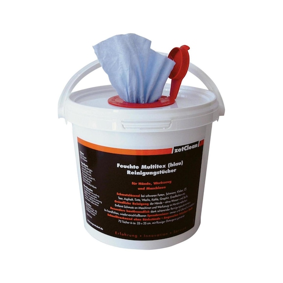 Multi-purpose hand cleaning towels, 25 x 25 cm, bucket containing 72 pieces - Moist cleaning cloths in a dispensing bucket