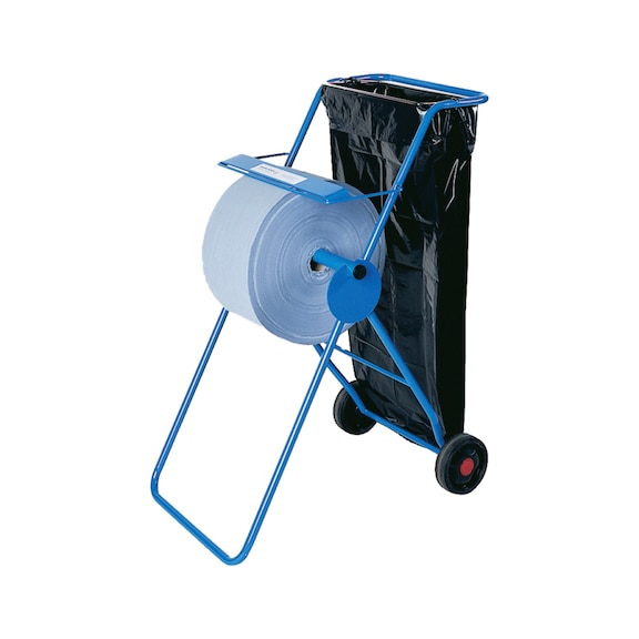 Chariot-dévidoir pour serviettes en papier, métal/bleu - Chariot-dévidoir à fond mobile