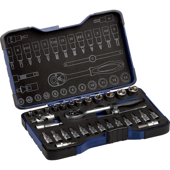 ORION socket wrench 1/4 inch 31 pieces hexagon - Socket wrench set, 31 pieces