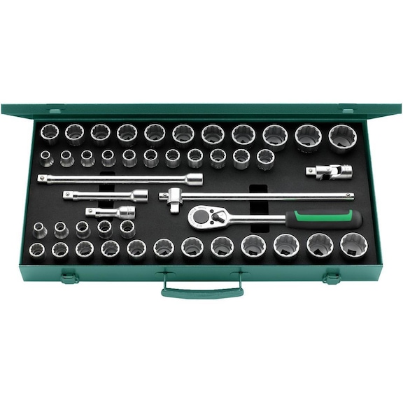 STAHLWILLE lokma anahtarı, 1/2 inç, 45 parça, çift altıgen - Metrik ve inç tipi lokma takımı, 45&nbsp;parça