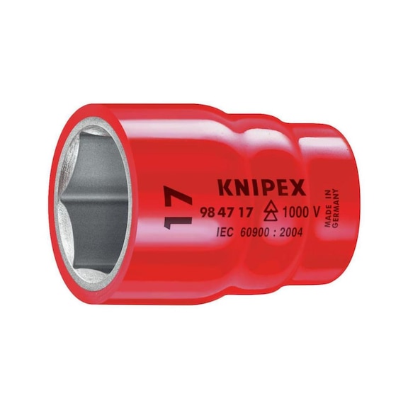 KNIPEX VDE 绝缘套筒扳手，1/2 英寸，10 毫米，耐压 1000 伏 - VDE 套筒扳手嵌件