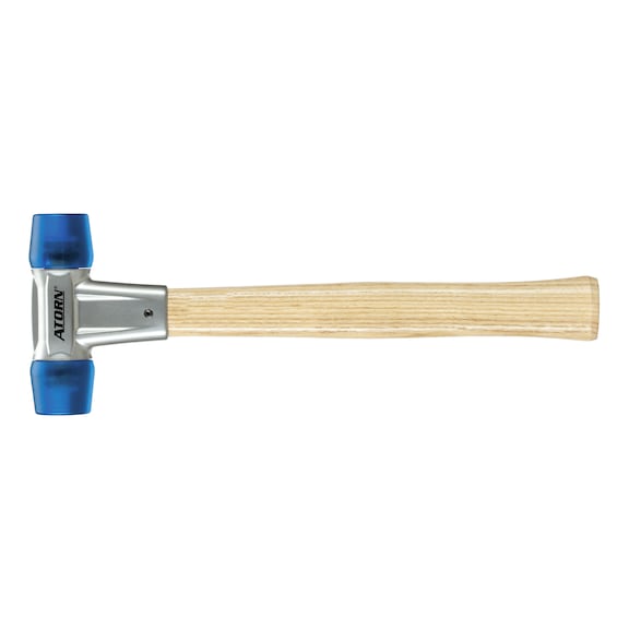 ATORN Schonhammer, Kopf 50 mm Schlageinsätze Celluloseacetat Stiel Eschenholz - Schonhammer mit wechselbaren Schlageinsätzen