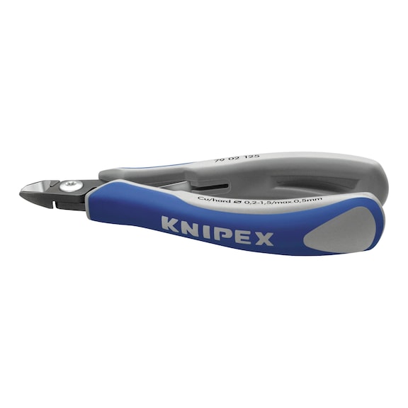 KNIPEX 电子偏口钳，125 毫米，圆头，无倒角 - 精密电子偏口钳