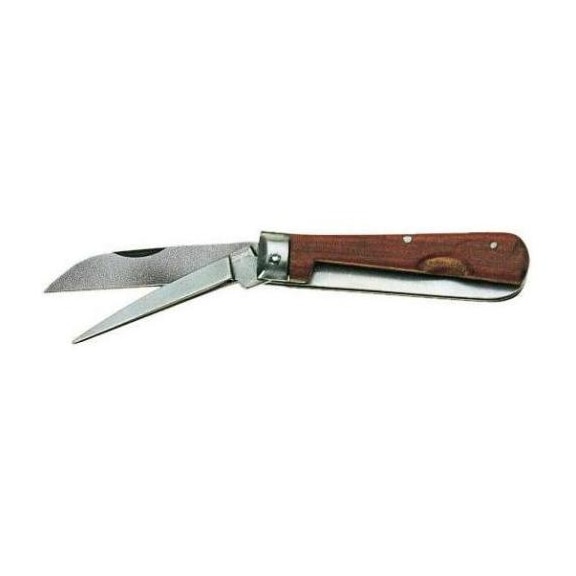 Couteau d'électricien ORION, 2 pièces, repliable - Couteau à dénuder avec manche en bois
