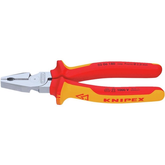 VDE-insulated heavy-duty combination pliers with 2-component grip covers