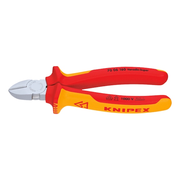 VDE-insulated side cutters with 2-component grip cover