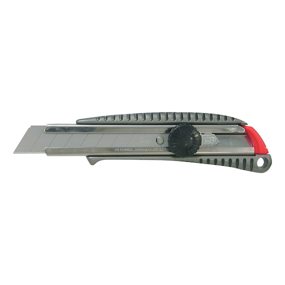 ATORN cutter blade with 18-mm snap-off blade, metal housing - Utility knife with metal housing and clamping wheel