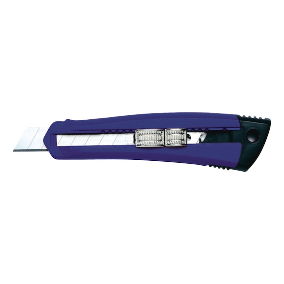ORION Messer mit Abbrechklinge 165 mm Klingenbreite 18 mm aus Zink-Druckguss - Cuttermesser mir Druckgussgehäuse und Schieberarretierung