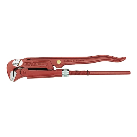 Pipe pliers, head angled by 90°, size 3–4-in