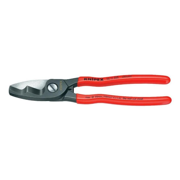 Štípací kleště na kabely KNIPEX, 200&nbsp;mm, dva břity, s&nbsp;plastovou rukojetí - Štípací kleště na kabely s&nbsp;dvojitou řeznou hranou