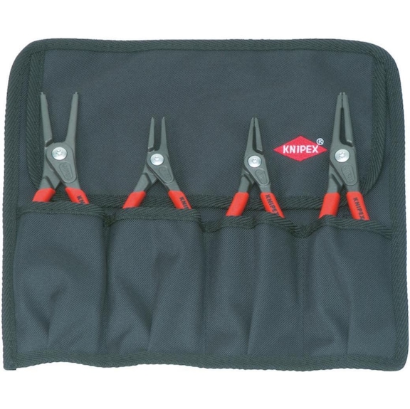 KNIPEX 精密卡簧钳 4 件套，工具卷包装，J1/J2/A1/A2 - 精密卡簧钳套件，4 件，袋装