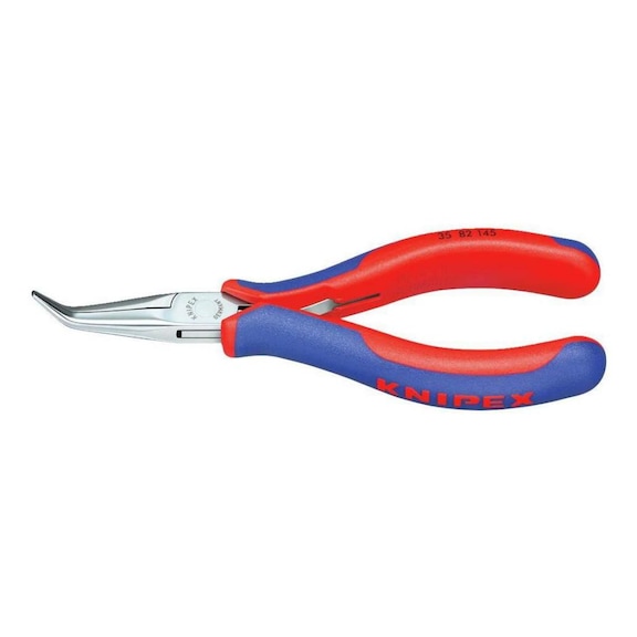 KNIPEX electronics gripping pliers, 145 mm, flat rd lg jaws, angled at 45 deg. - Gripping pliers for electronics