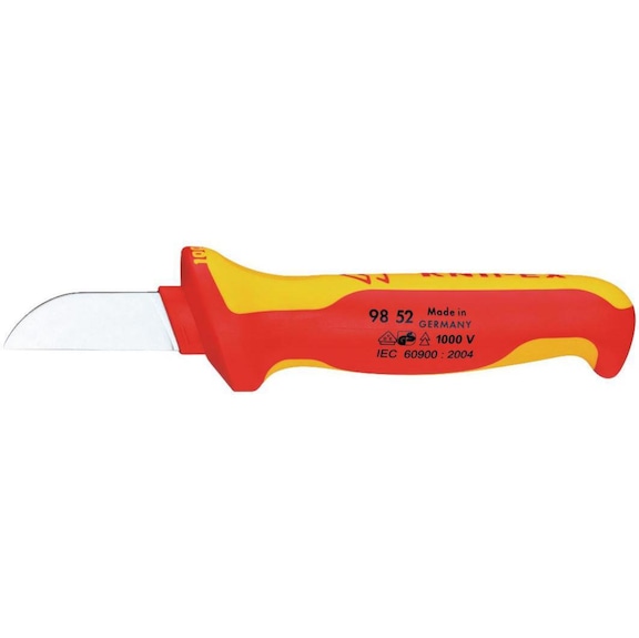 KNIPEX VDE kablo bıçağı, 185 mm, düz, iki parçalı tutma sapı - VDE kablo ve kılıf sıyırma bıçağı