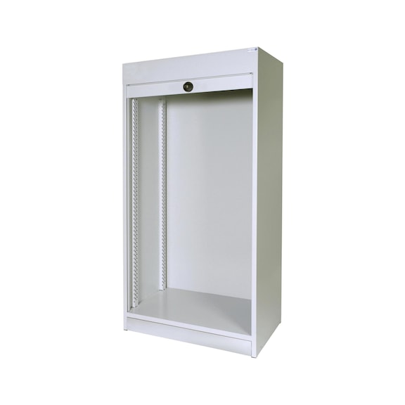 Modular cabinet housing with roller shutters