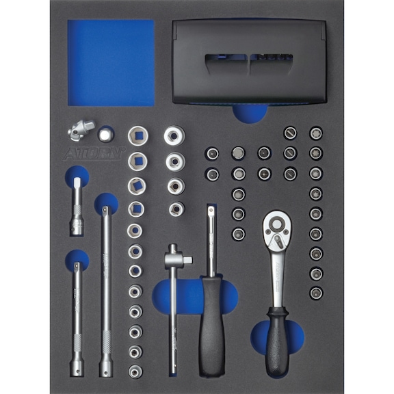 ATORN hard foam insert equipped with socket wrench 1/4' set - Hard foam insert equipped with tools, socket wrench set 1/4"