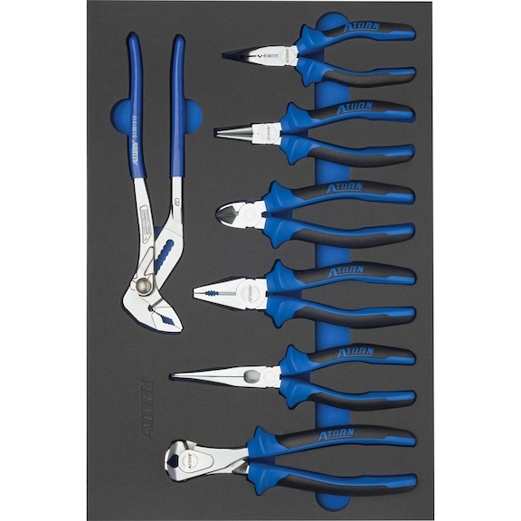 ATORN hard foam insert equipped with pliers set, 293x435x30 mm - Hard foam insert equipped with tools, pliers set